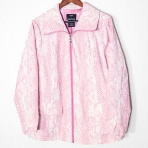 Dennis Basso Pink Zip Jacket Textured Satin Plus Size 1X Barbiecore